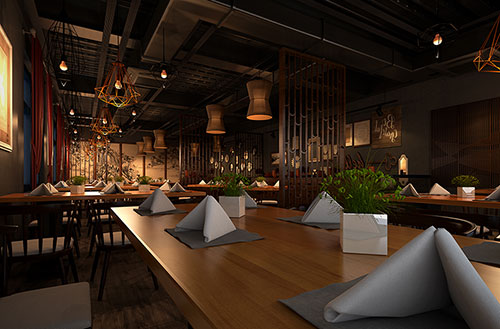 巴彦淖尔简约大气中式风格餐厅设计装修效果图