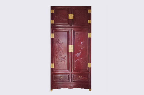 巴彦淖尔高端中式家居装修深红色纯实木衣柜